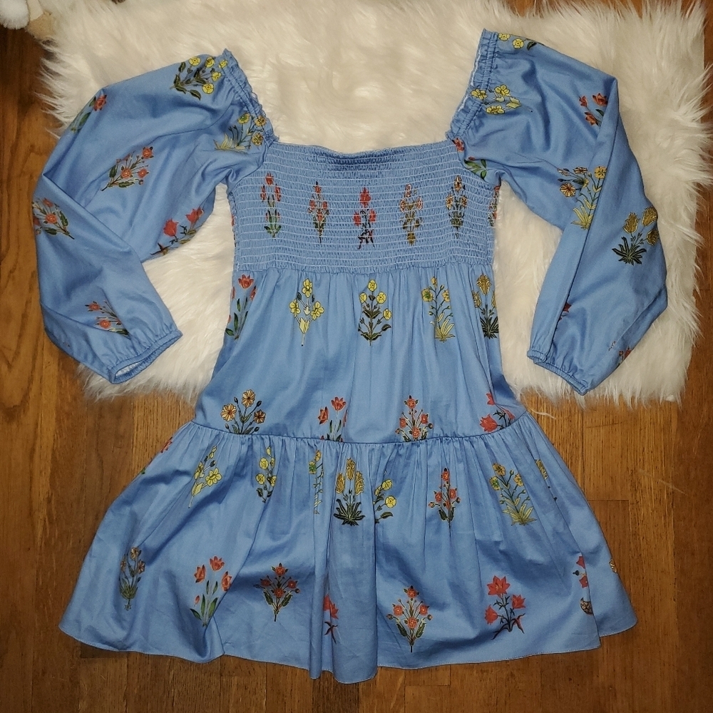 Sachin + Babi For Dillards Blue Daria Floral Dress with Bishop Sleeves - Picture 3 of 14